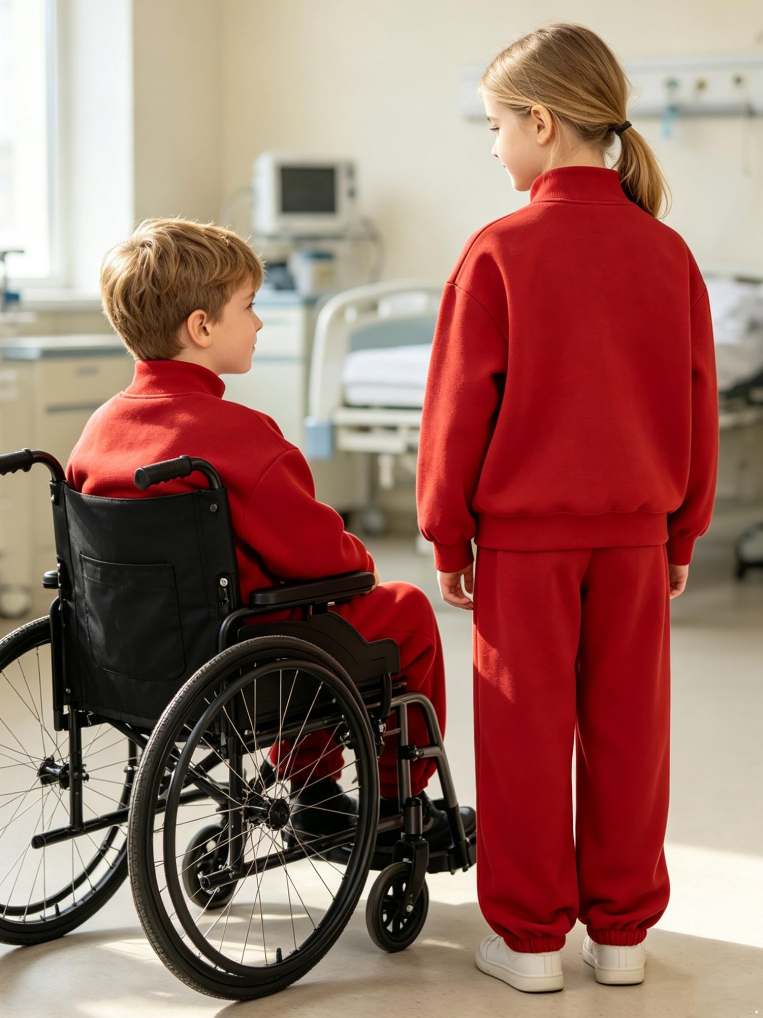 Jungen Genesungskleiderensembles Sportanzug Adaptive Kleidung Set | Schulanfang,Zwei Stücke,Seitenreissverschluss,Genesungsanzug Nach Operation,Baumwolle,Reißverschluss,Abreißbar,Laufen