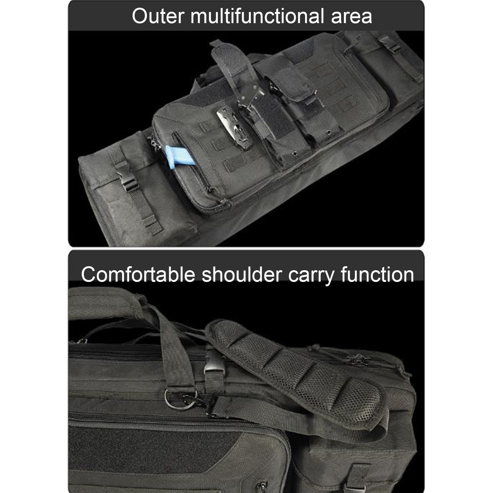 Estuche de Rifle Doble Largo, Mochila de Rifle Suave, Bolsa Táctica Funda para Arma con Correa de Hombro Bolsa de Transporte Vaina para Caza Disparando