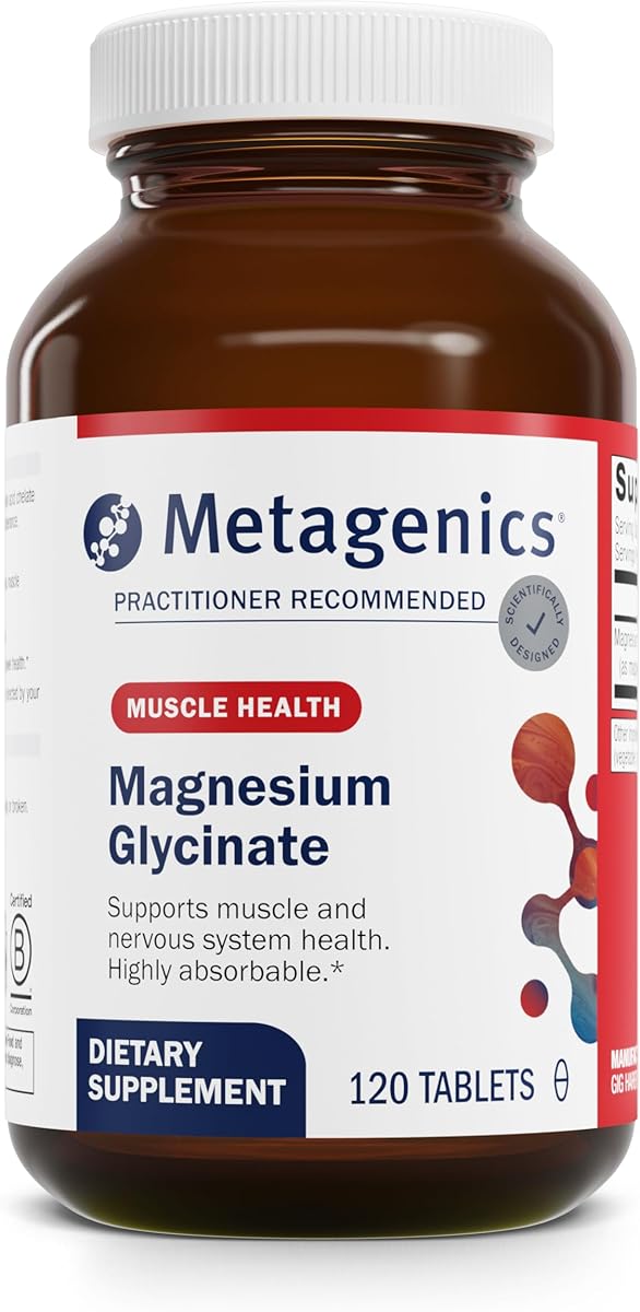 Metagenics Magnesium Glycinate - Highly Absorbable - Support for Sleep, Stress Relief, Muscle, Bone, Heart & Nerve Health - Gluten-Free - Non-GMO - Vegetarian - 120 Tablets