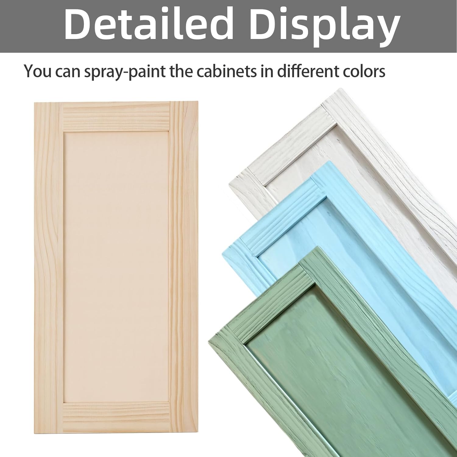 2 Pcs 15.5" W x 29" H Unfinished Kitchen Cabinet Doors with 4 Hinges, Shaker Style Cabinet Door Front Replacement for Kitchen, Bathroom, Vanity, Closet