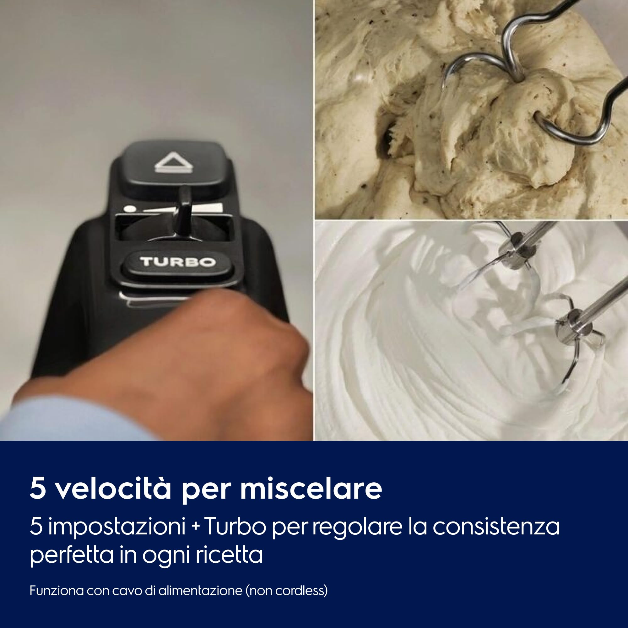 Electrolux Elfrusta Serie 300 EHM4B 5 velocità, Funzione Turbo, Parti in acciaio inox lavabili in lavastoviglie, soluzione compatta di stoccaggio, realizzata in 24% plastica riciclata, 500 W, grigio