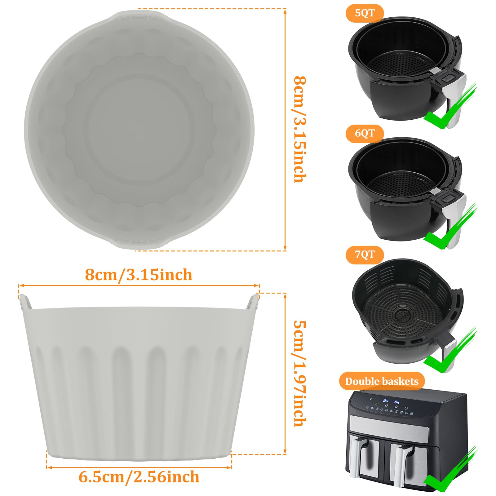 KTZCTPCA 9Pcs Silicone Air Fryer Egg Mold, Reusable Nonstick Egg Bites Pan Alternative, Egg Boiler Mold Cup, BPA Free, Dishwasher Safe Poached Egg Cups for Microwave Air Fryer Stovetop Egg Cooking