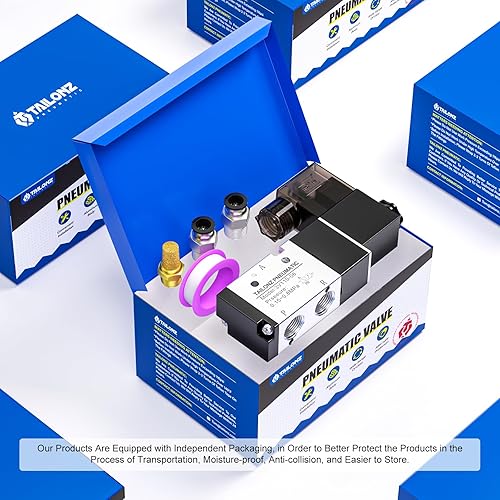 Miniatura 94 de TAILONZ PNEUMATIC Válvula solenoide de 1/4 "NPT 4V210-08 DC12V sola bobina accionada por piloto eléctrica 2 posiciones 5 vías Tipo de conexión Caja