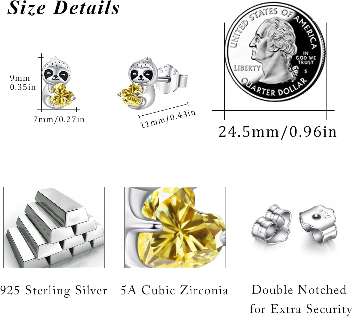 TUGHRA Sloth Earrings Christmas Gifts Jewelry S925 Sterling Silver Sloth Gifts for Women - Image 6