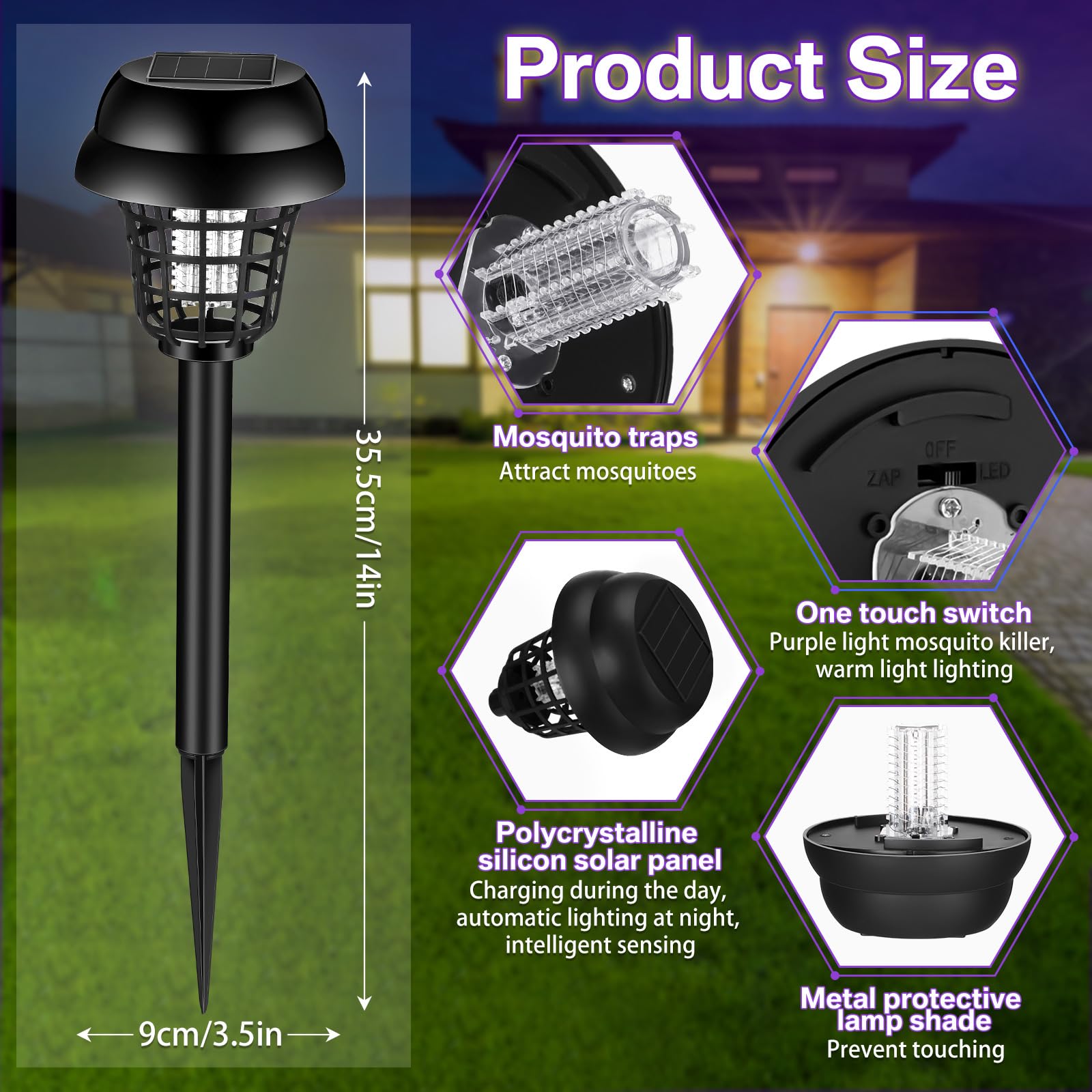 Qualirey 12 Stück Solar Insektenvernichter Wasserdicht Outdoor Moskito Zapper Mückenvernichter und Beleuchtung Repellent Lampe für Innen Außen Garten Terrasse