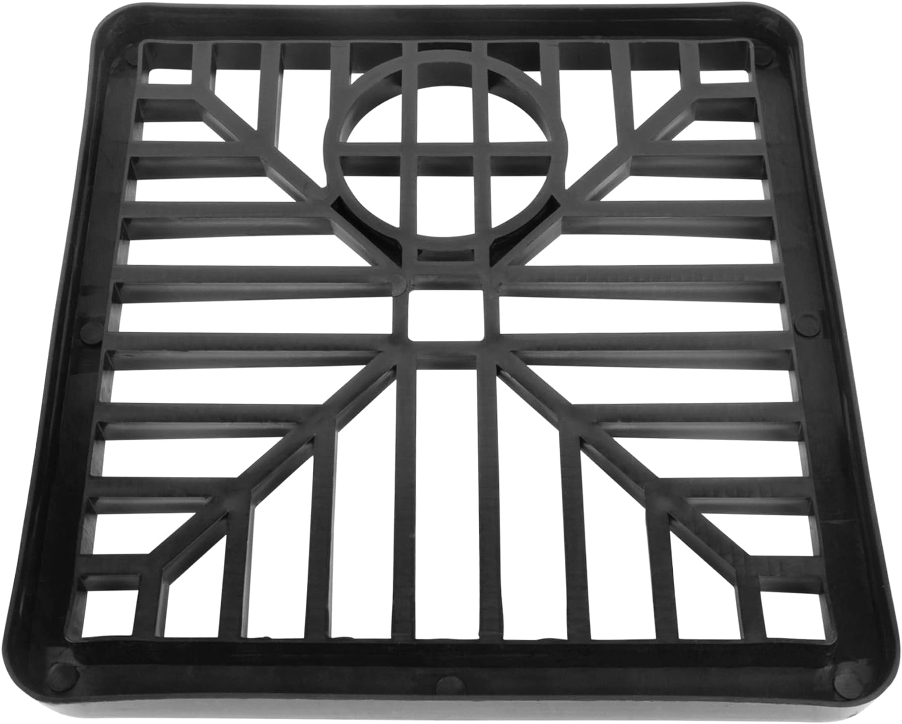 6" Black Plastic Drain Cover Square Gulley Grid - 6" x 6" Outdoor Drainage Channel, Heavy Duty PVC Grid, Drain Hoppers, Clearing Debris, Square Design, Rounded Corners