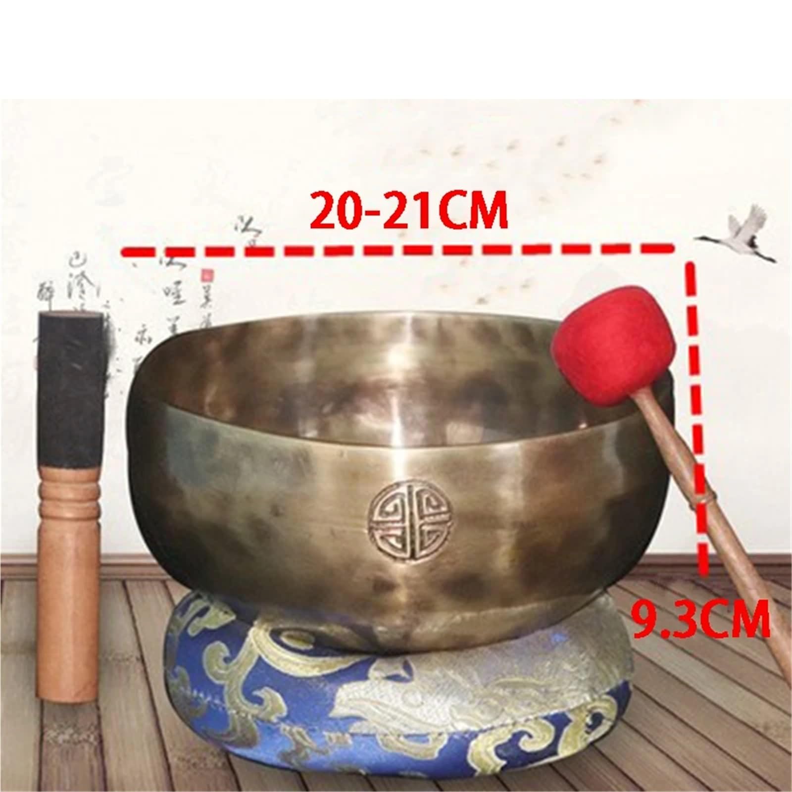 Klangschalen-Set Klangschale Kupfer Vollmond Klangschalen Buddhistische Meditation Original Schale Klangheilung Mit Schlägelkissen(Caliber 20-21CM)