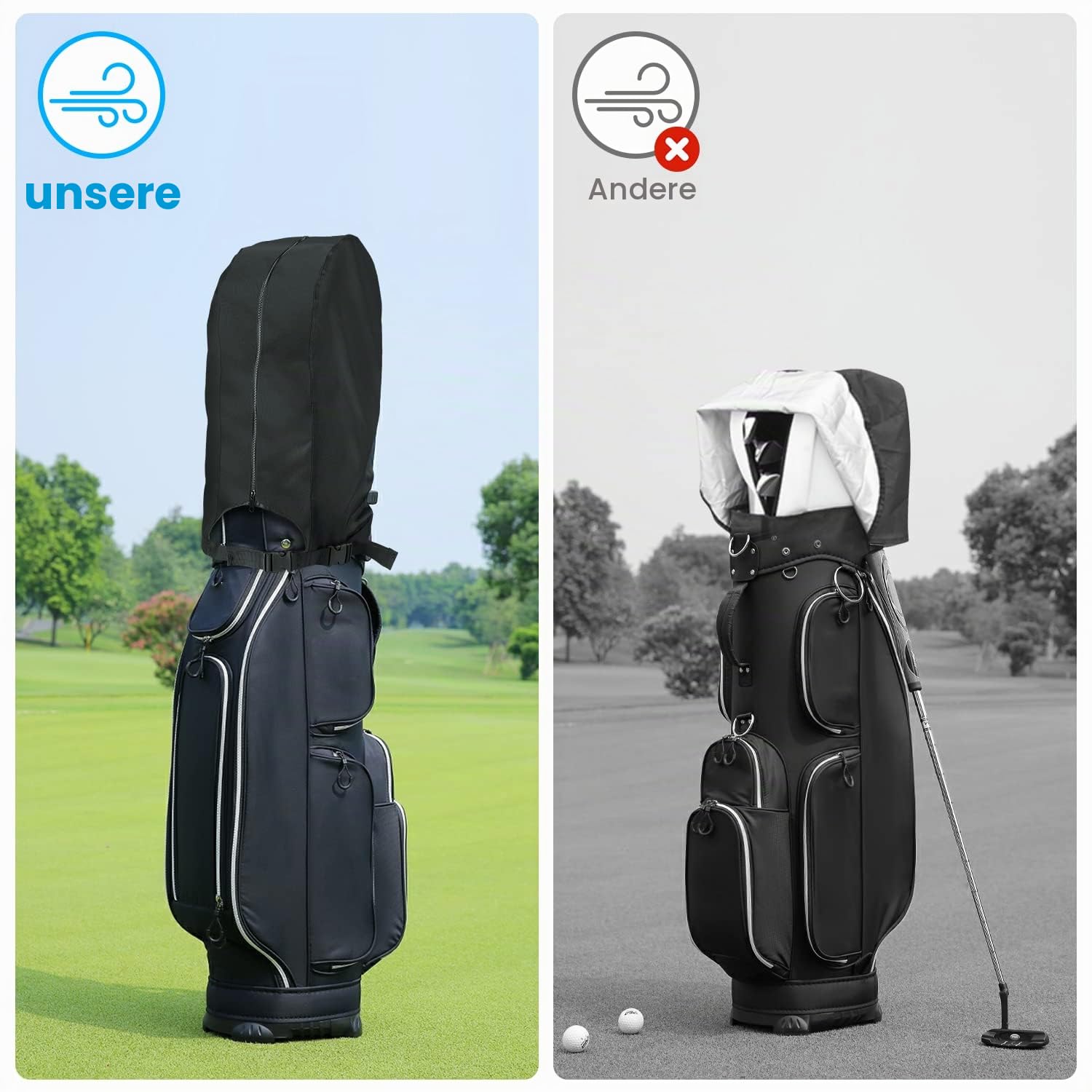 Golftaschen-Regenschutz – wasserdichte Golftaschen-Abdeckung, strapazierfähige Golftasche, Regenschutz für Männer und Frauen, Golfständertaschen & Tragewagen