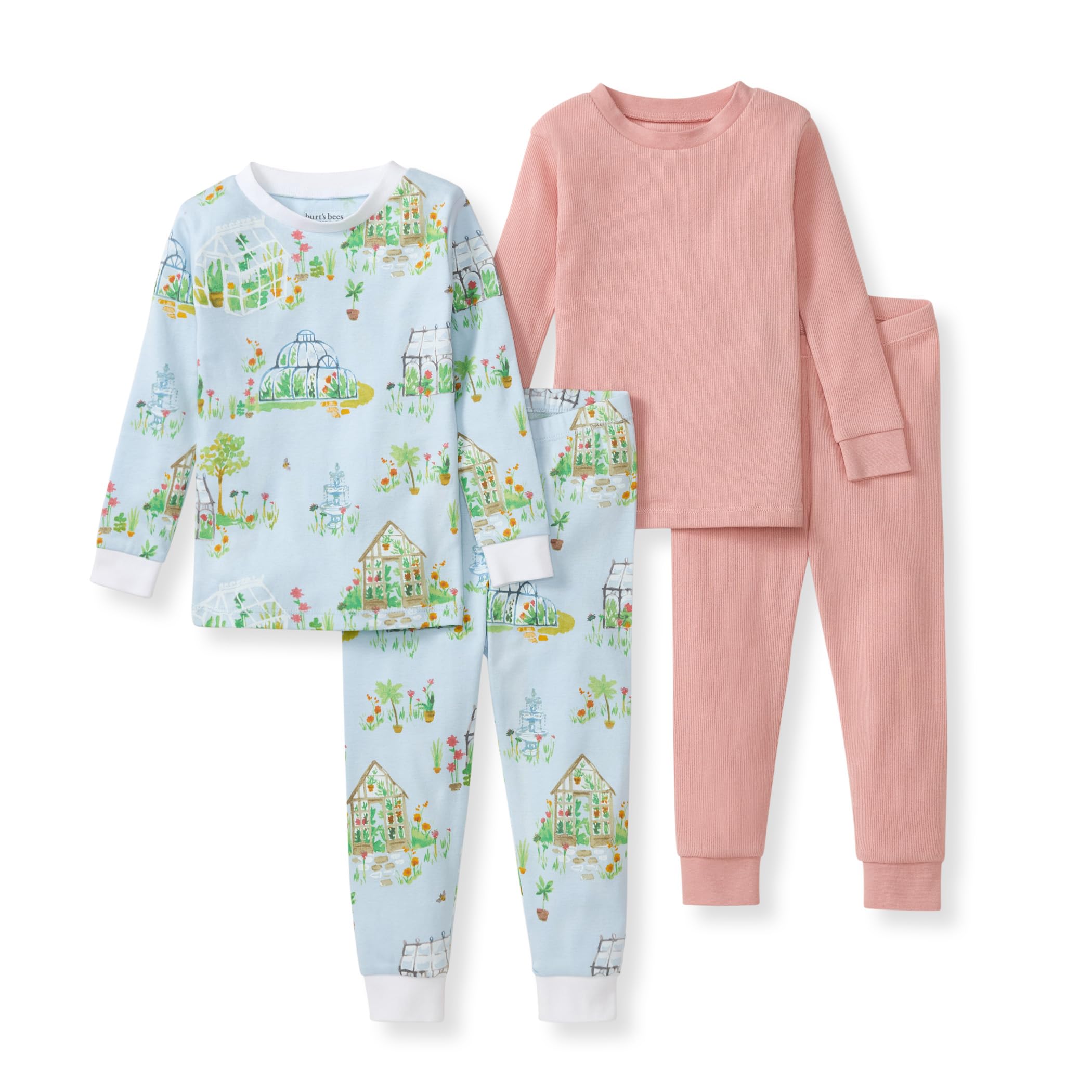 Burt's Bees Baby Girls Organic Cotton Pajamas, Toddler PJ Set, 2-PC | Soft, cozy, snug fitting pajamas feature stretchy ribbed cuffs and hand painted prints to make bedtime a breeze