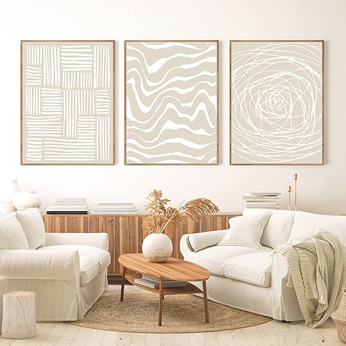 FEOFTIE Neutral Wall Art Beige Poster Modern Minimalist Canvas Printing