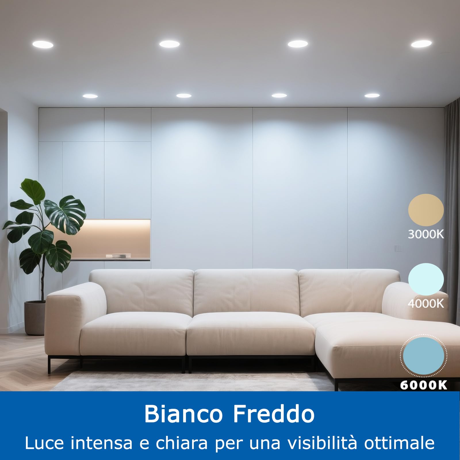 ZIZZLER 40 Faretti LED da Incasso per Cartongesso 220V, 6000K Bianco Freddo, Foro 68mm - 80mm, 5W IP44 Luci Soffitto Interno Ultra Slim, Luce Bianca, per Bagno, Cucina