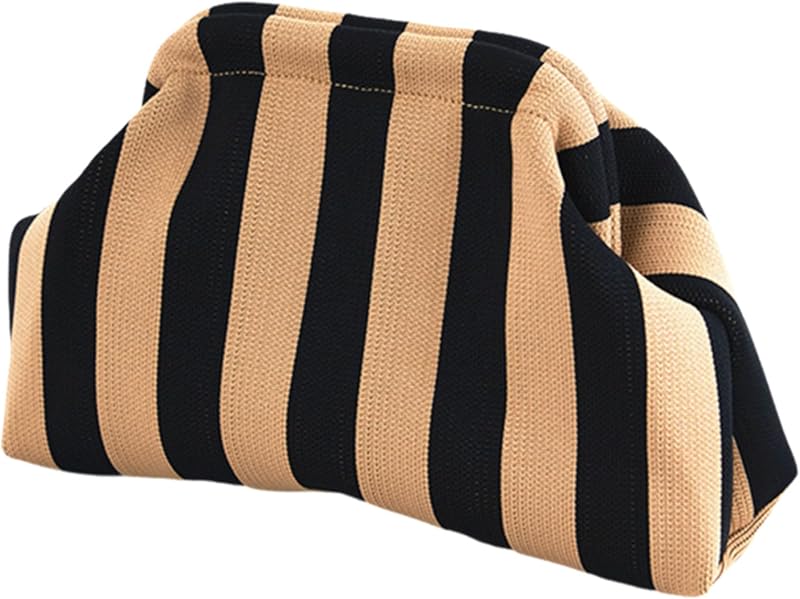 DIHKLCIO Bolsos de mano para mujer 2026, bolso de playa tejido de ganchillo para verano, bolso de noche con nube fruncida a rayas