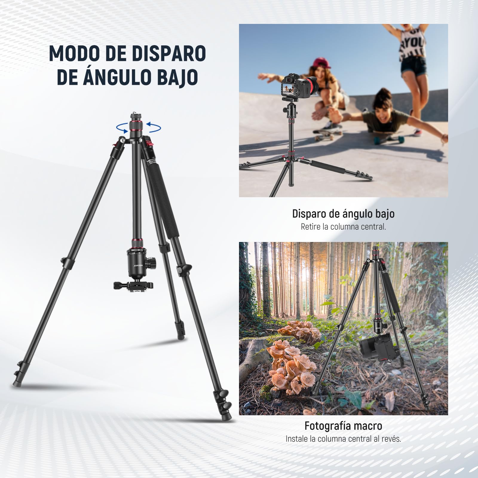 NEEWER 77"/197cm Trípode Monopod de Cámara para DSLR, Teléfono, con Cabeza de Bola Panorámica de 360°, Columna Central de 2 Ejes, Arca Tipo QR Placa, Aluminio Ligero Trípode de Viaje, Máx Carga 15,4kg