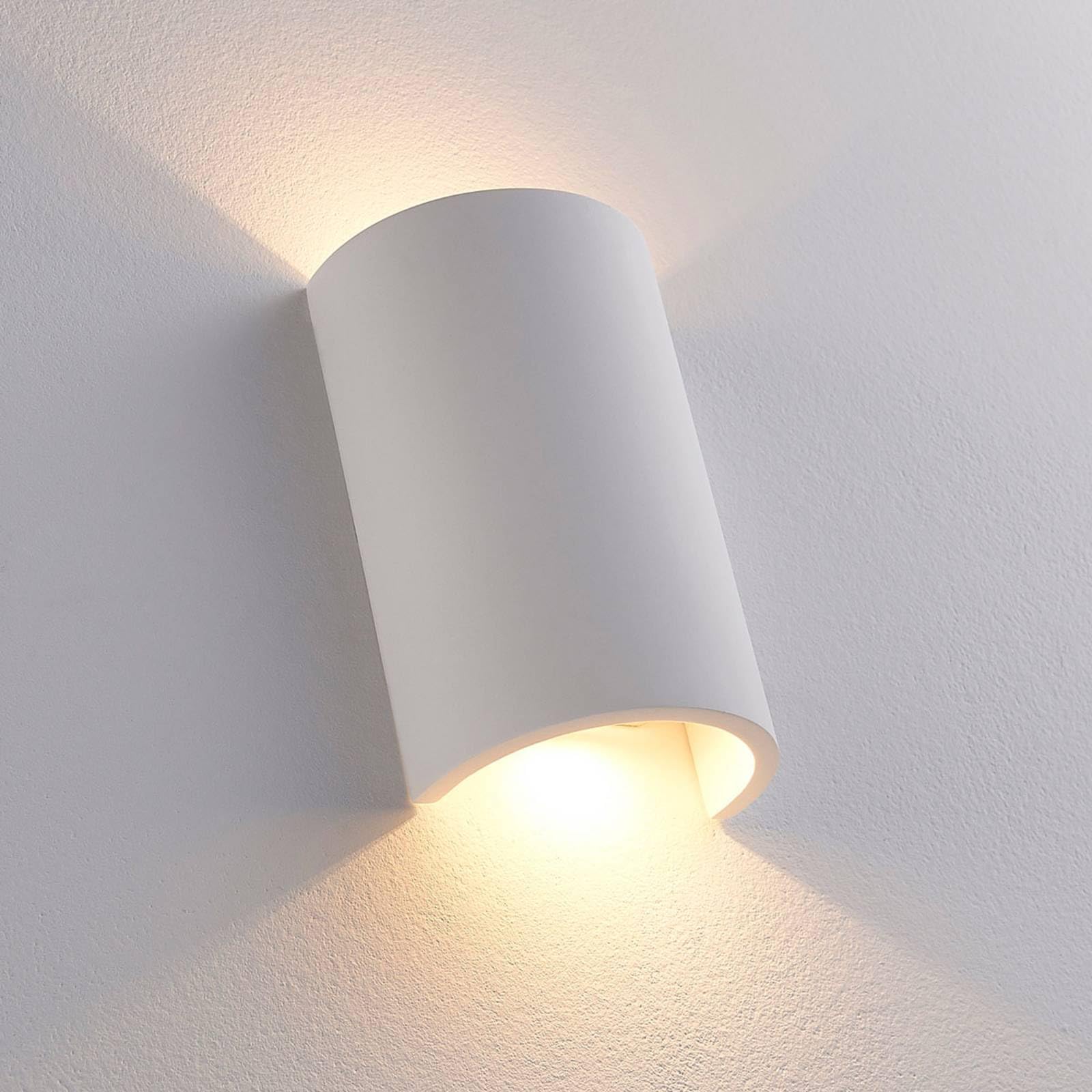 Lindby Bombillas LED aplique de pared interior en blanco, lámpara | iluminación de pared, 2 fuentes de luz, moderno, 3000 k blanco cálido, de yeso, arcilla para sala de estar, salón,
