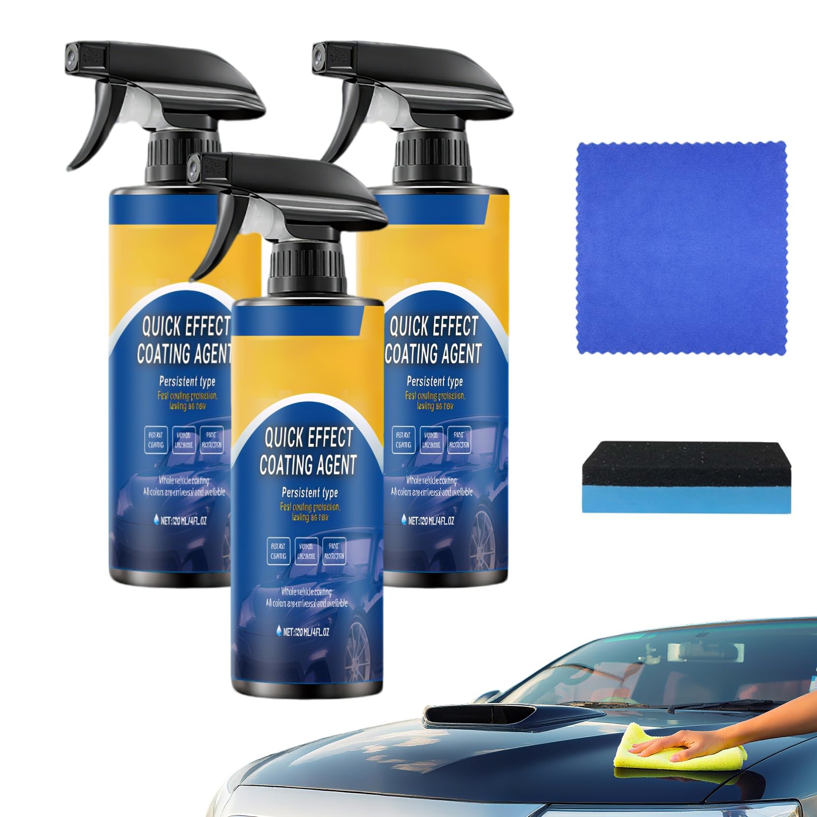 Quick Effect Coating Agent 3 en 1 High Protectio Car Coating Spray, Persistent Type Quick Effect Coating Agent For Car, Spray Coatingagent Hydrophobic, pour réparation de rayures de vernis (3 pièces)
