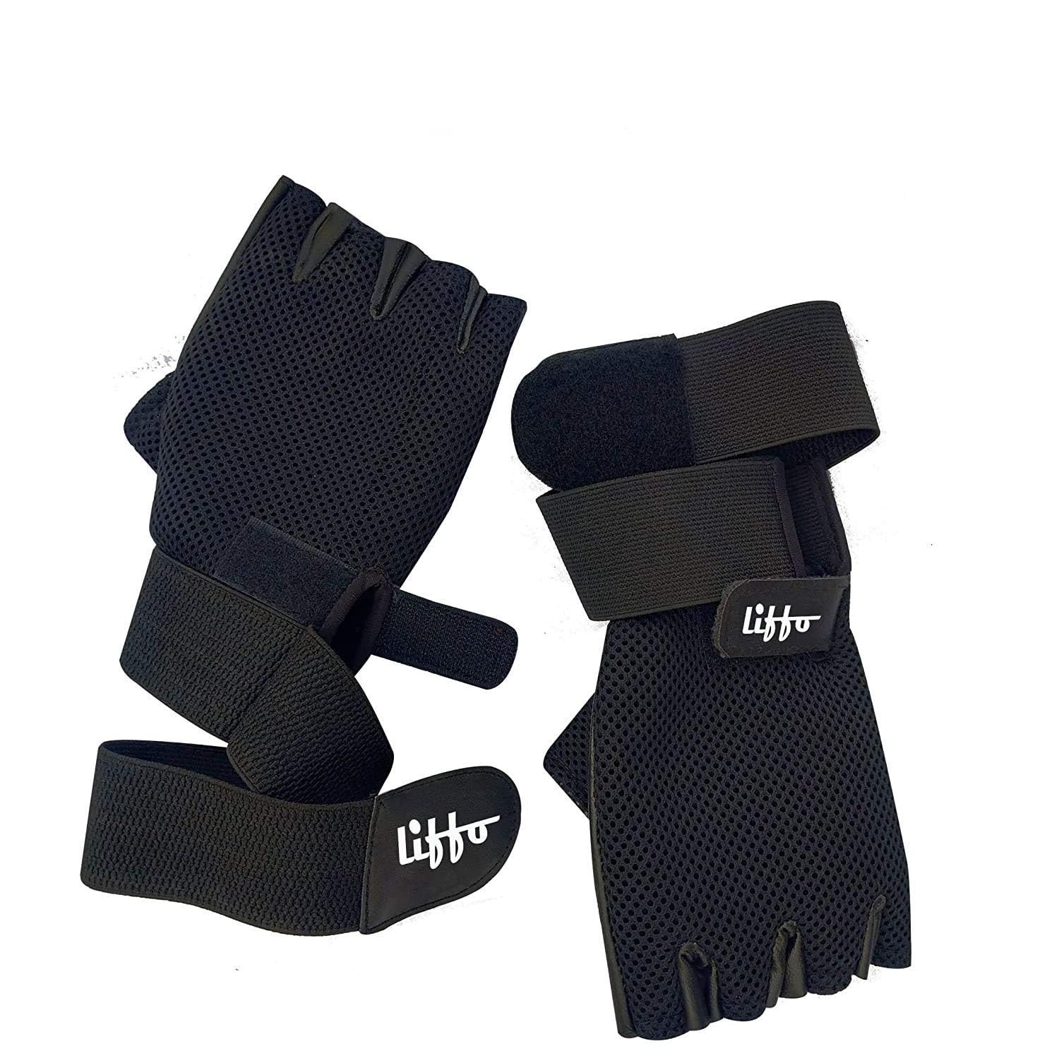Liffo Sports Leather Gym Gloves for Men only with Wrist Support Band for WeightLifting and Exercise Black (Black, Medium) (B08Q4KNBY7) Amazon Price History, Amazon Price Tracker