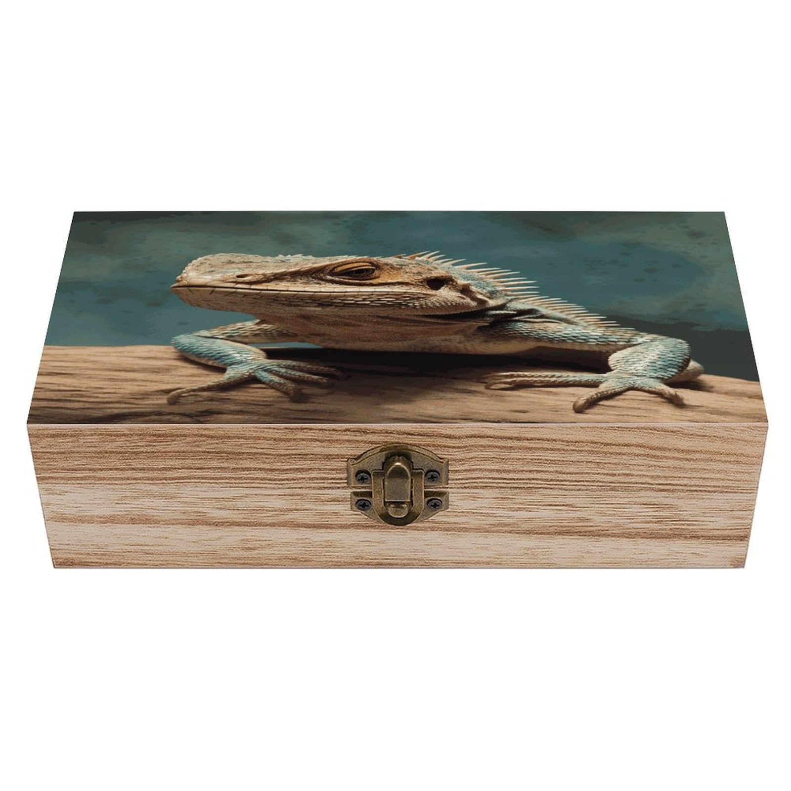 VstaDank Lizards Wooden Keepsake Box with Hinged Lid Solid Wood Gift Boxes Beautifully Keepsake Box Jewellery Organiser Retro Memory Treasure Case with Lids Decorative Boxes