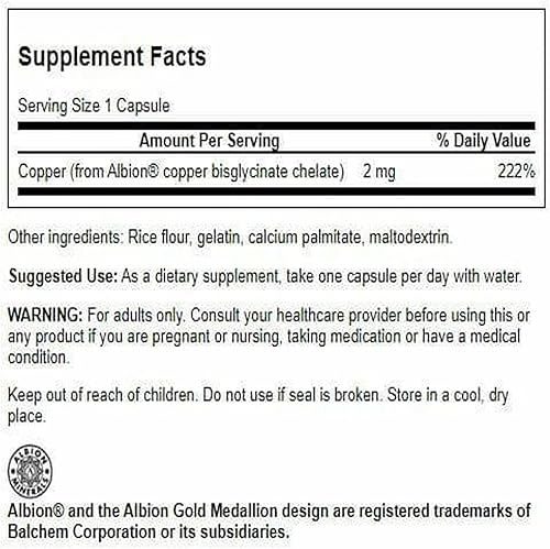 Miniatura 2 de Swanson Albion Cobre Quelatado 2 Miligramos 60 Cápsulas