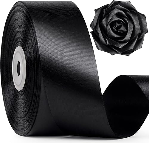 Miniatura 22 de Cinta de satén marfil de 1-1/2 pulgadas de ancho, cinta de tela de poliéster sólido de 50 yardas para hacer rosas, día de la madre, envoltura