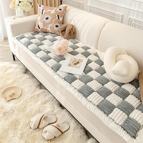 Miniatura 4 de vctops Funda de sofá con diseño a cuadros de búfalo de granja, funda de franela antideslizante para sofá seccional, alfombra suave y gruesa para