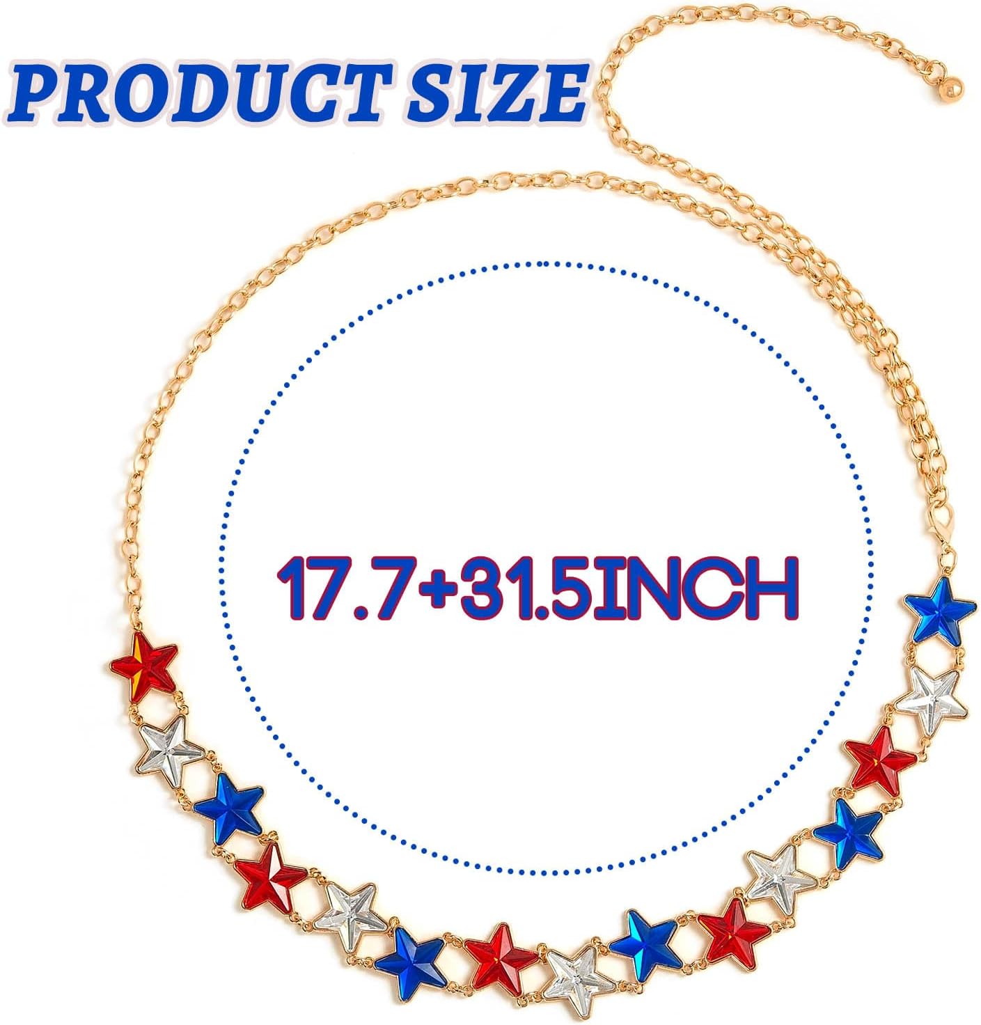 ELABEST Rhinestone Chain Belt Crystal Waist Belt Statement Diamond Patriotic Star Belly Jewelry