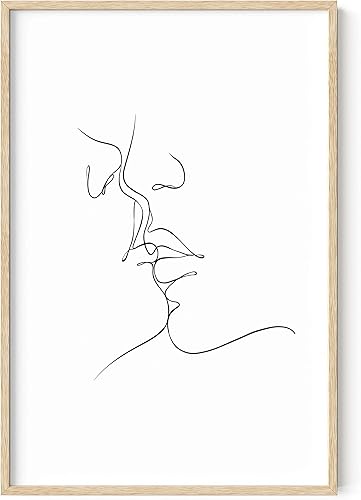 Haus & Hues - Póster de arte para pared de pareja besándose, arte de pared, silueta de mujer, arte de pared de besos, arte de pareja, decoración