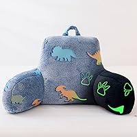 Vista 12 de Aimuan - Almohada de lectura que brilla en la oscuridad, almohada de descanso para la cama en forma de cuña para niños, almohada de respaldo que