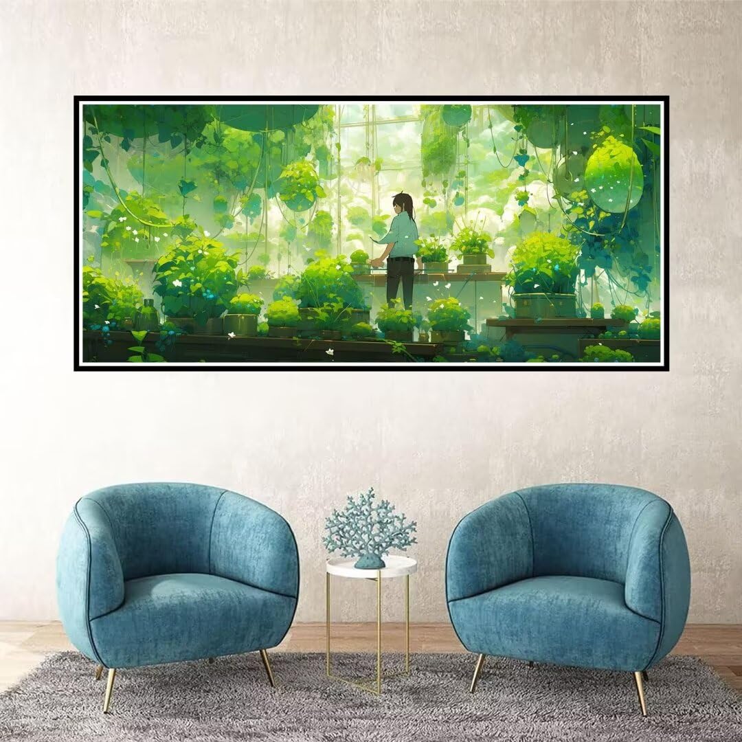 2 Pezzi pianta Pittura Diamante, 5D Diamond Painting verde, 40x90cm Diamond Painting Grandi Dimensioni, Strass Ricamo a Punto Croce Kit Diamond Painting per Decorazioni Natalizie Casa e Regalo O-2
