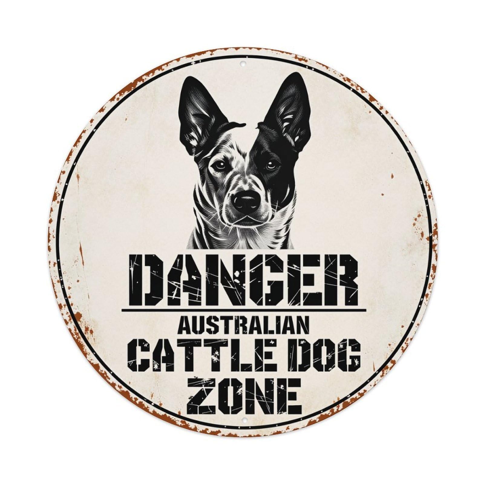 Danger Australian Cattle Dog Zone Metal Tin Sign Vintage Garden Bedroom Cafe Bar Man Cave Home Wall Decor Metal Poster 8x8 inches