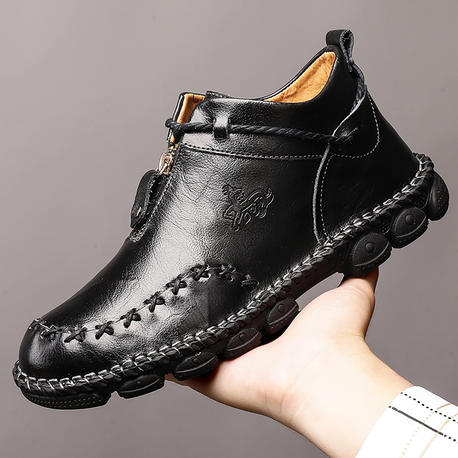 Scarpe da ginnastica da uomo in pelle ortopediche di alta qualità, impermeabili, per attività all'aperto, per il tempo libero e il lavoro