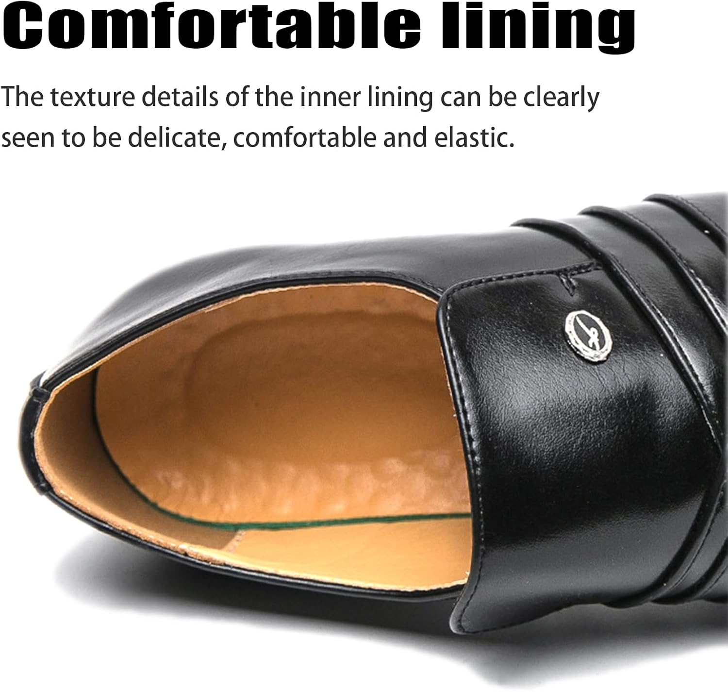 Men's Leather Pointed Toe Block Heels Slip-on Oxford Shoes Comfort Medium Chunky Heels Retro Low Top Dress Prom Shoes for Wedding Business Work Dating - Image 5