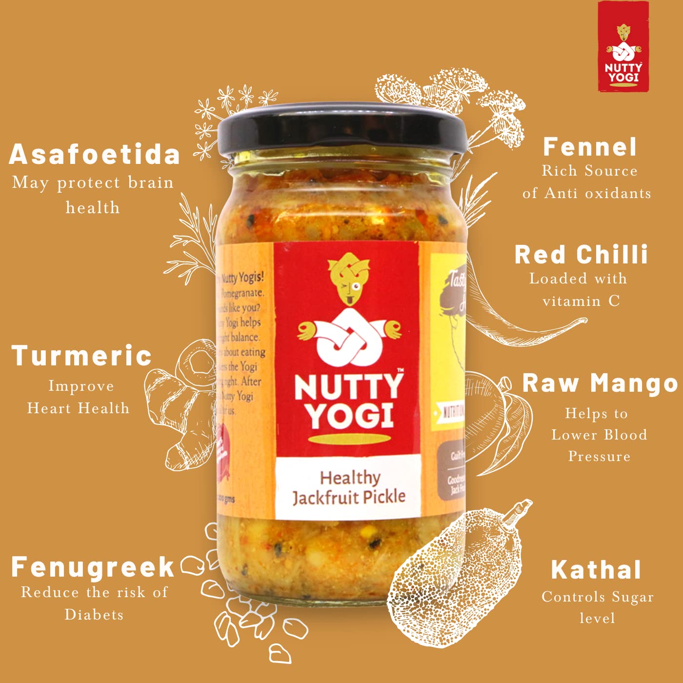 Nutty Yogi Healthy Jackfruit Pickle, 200g Pack of 2 2