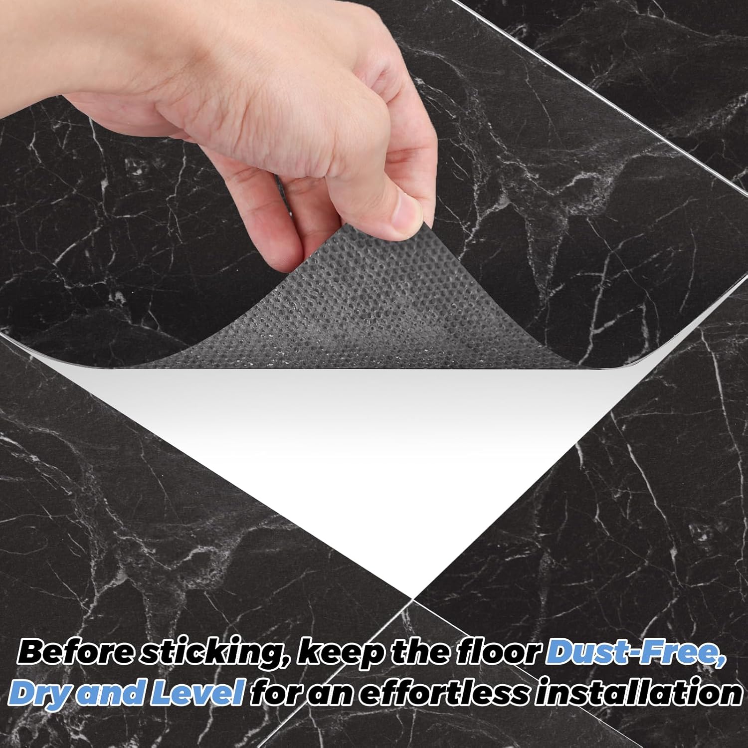 20 Sheet Thick Luxury Vinyl Flooring Black Marble Peel and Stick Floor Tile Waterproof LVT Laminate Flooring Clearance Self Adhesive 12x12 Vinyl Floor Tiles Sticky on Bathroom Kitchen Basement