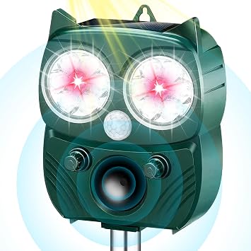 Cat Repellent Outdoor Solar Ultrasonic Animal Repellent Outdoor Animal Deterrent Devices Raccoon Deterrent IP66 Waterproof Mouse Dog Raccoon Skunk Bird Repellent