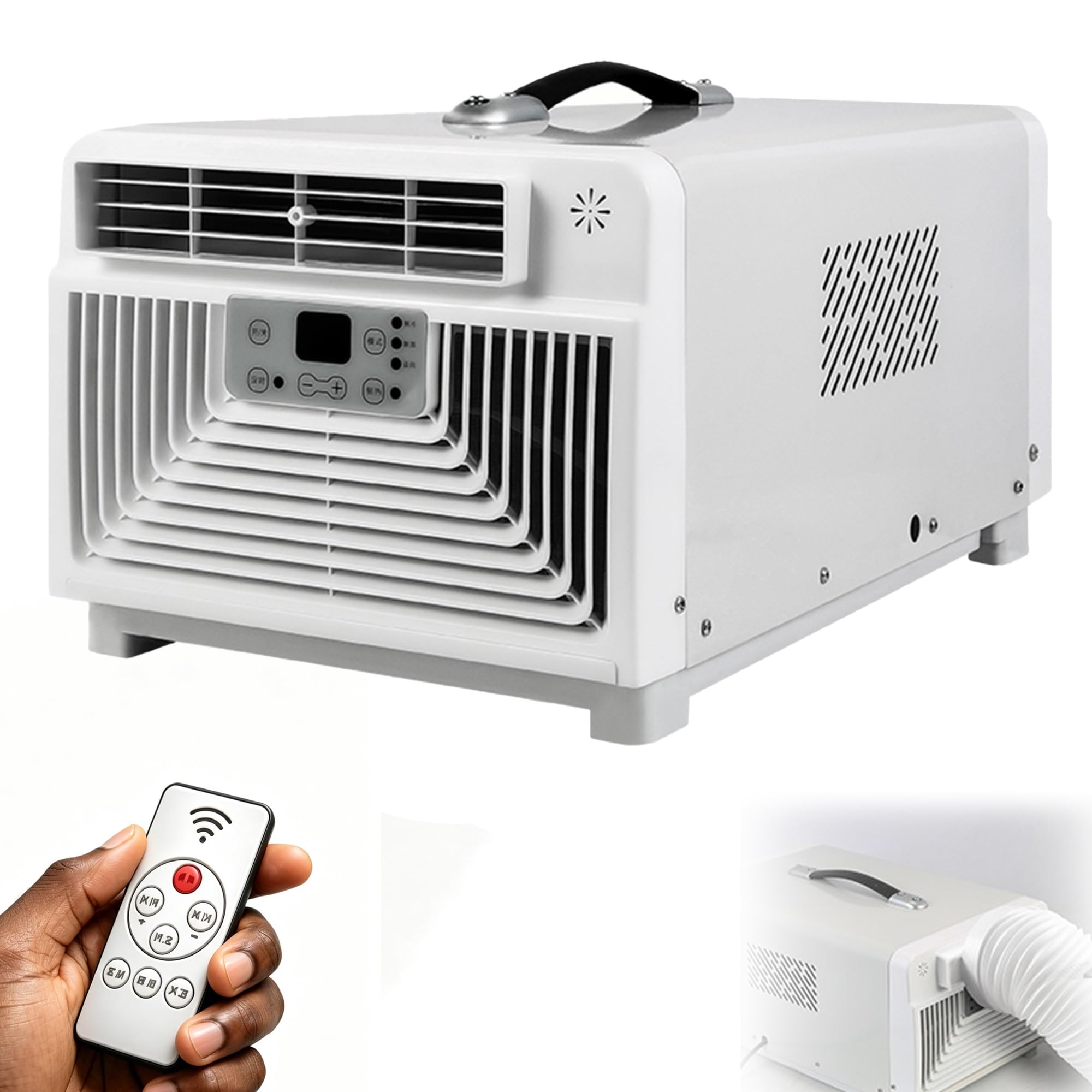 Portable Camping Air Conditioner 3400 BTU – Quiet 4-in-1 Small AC Unit with 300W Low Power Consumption, No-Drain Tent Air Conditioner with Remote Control for Outdoor & Indoor Use