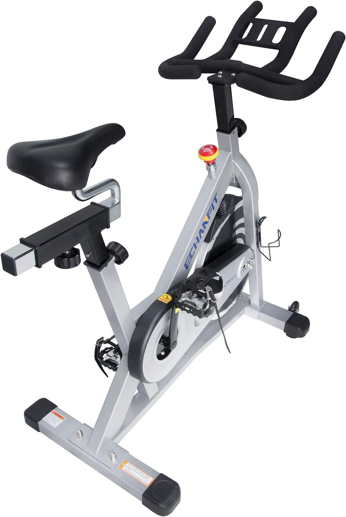ECHANFIT Magnetic Stationary Bike, Indoor Cycling Exercise Bike with Magnetic Belt Drive Quiet Smooth System, Adjustable Seat and Upgraded Handlebars for Cardio Training Workout