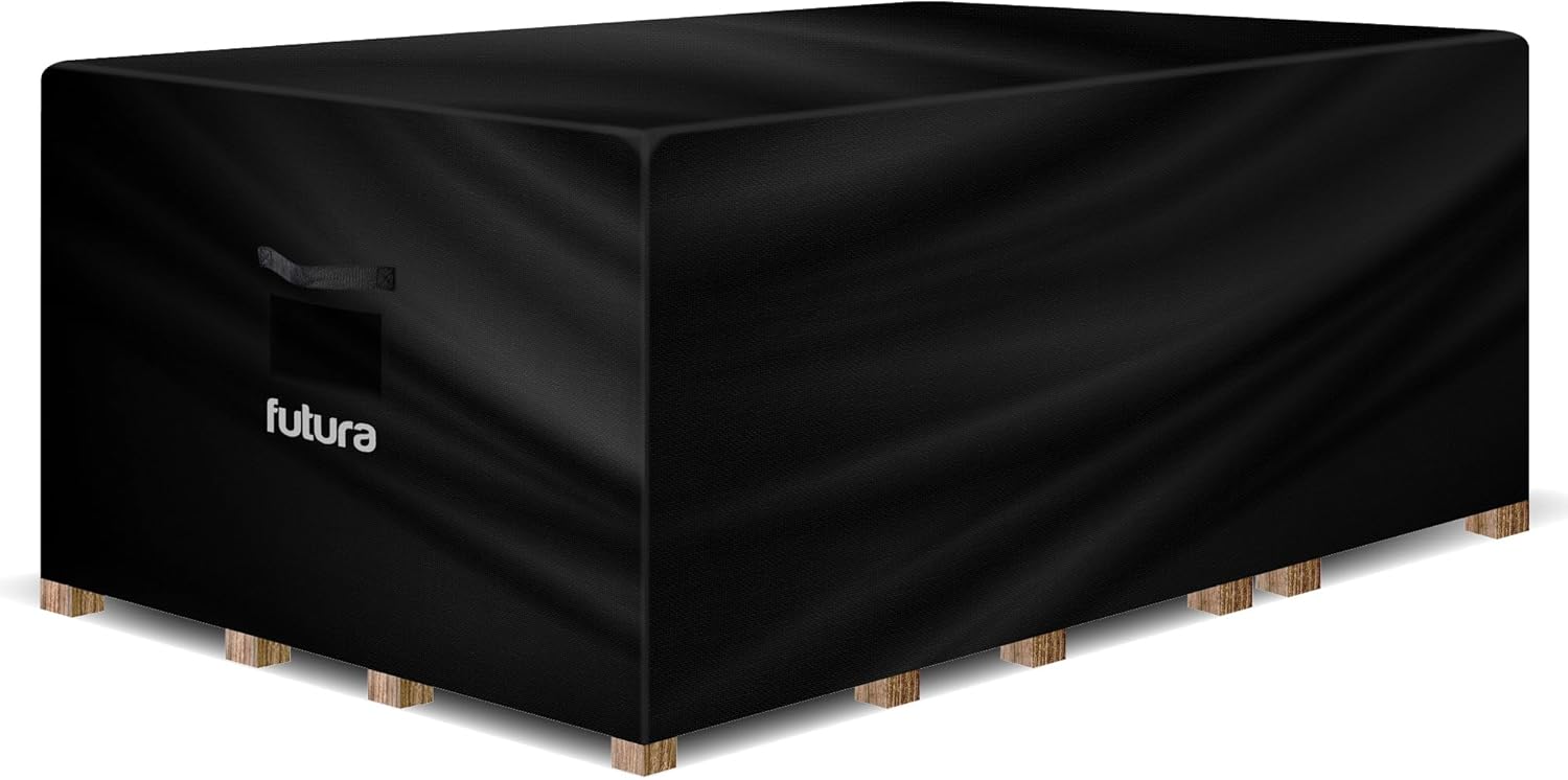 Futura Rectangular Garden Furniture Covers Waterproof 180x120x74cm, 420D Oxford Fabric Outdoor Table, Rattan & Patio garden furniture covers, PVC Lined, Air Vents and UV Safe Futura Rectangular Garden Furniture Covers Waterproof 180x120x74cm, 420D Oxford Fabric Outdoor Table, Rattan & Patio garden furniture covers, PVC Lined, Air Vents and UV Safe