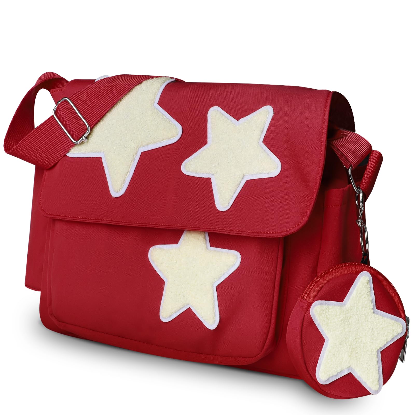 Y2K Messenger Bag for Women, Lightweight Spacious Stars Tote Purse with Cute Coin Purse, Crossbody Shoulder Bag
