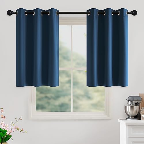 Miniatura 53 de NICETOWN Cortinas 100% opacas de 84 pulgadas de largo, 2 paneles para sala de estar, dormitorio, oficina, cortinas opacas con aislamiento térmico,