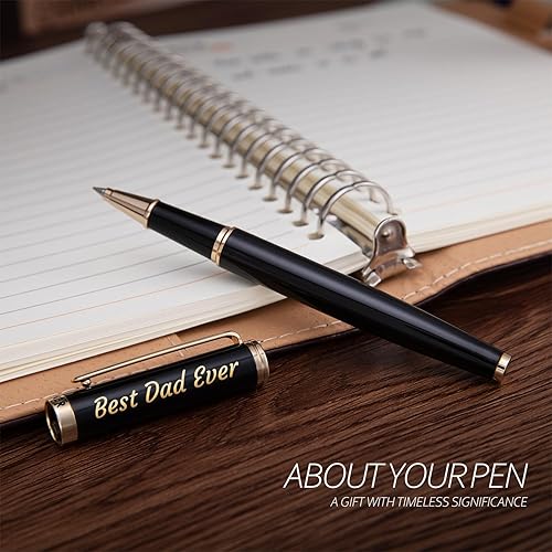 Miniatura 5 de BEILUNER Juego de bolígrafo negro elegante, impresionante borde dorado de 24 quilates, repuesto de tinta Schneider, el mejor juego de regalo para