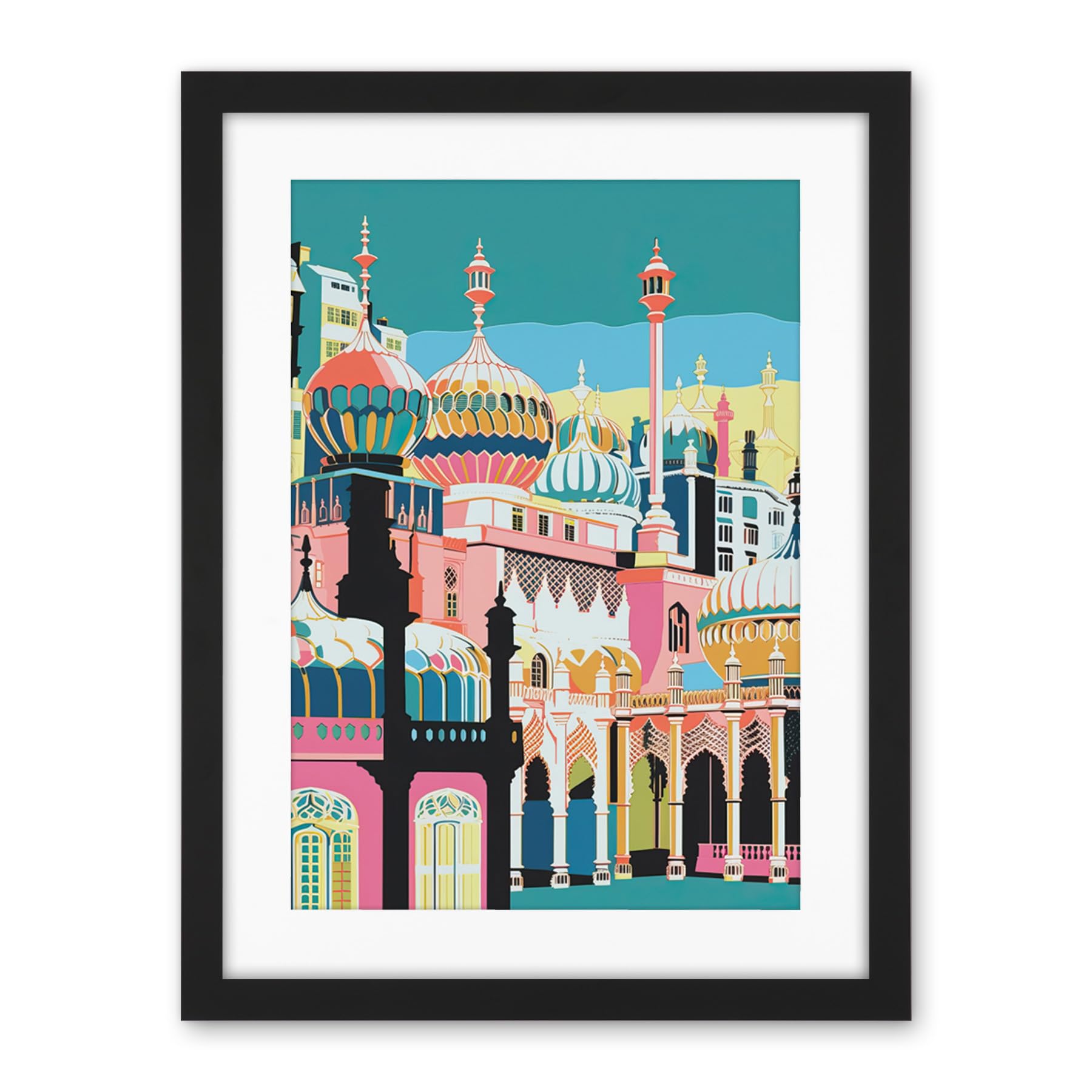 Artery8 Brighton Royal Pavilion Multicoloured Architecture Artwork Framed Wall Art Print 18X24 Inch