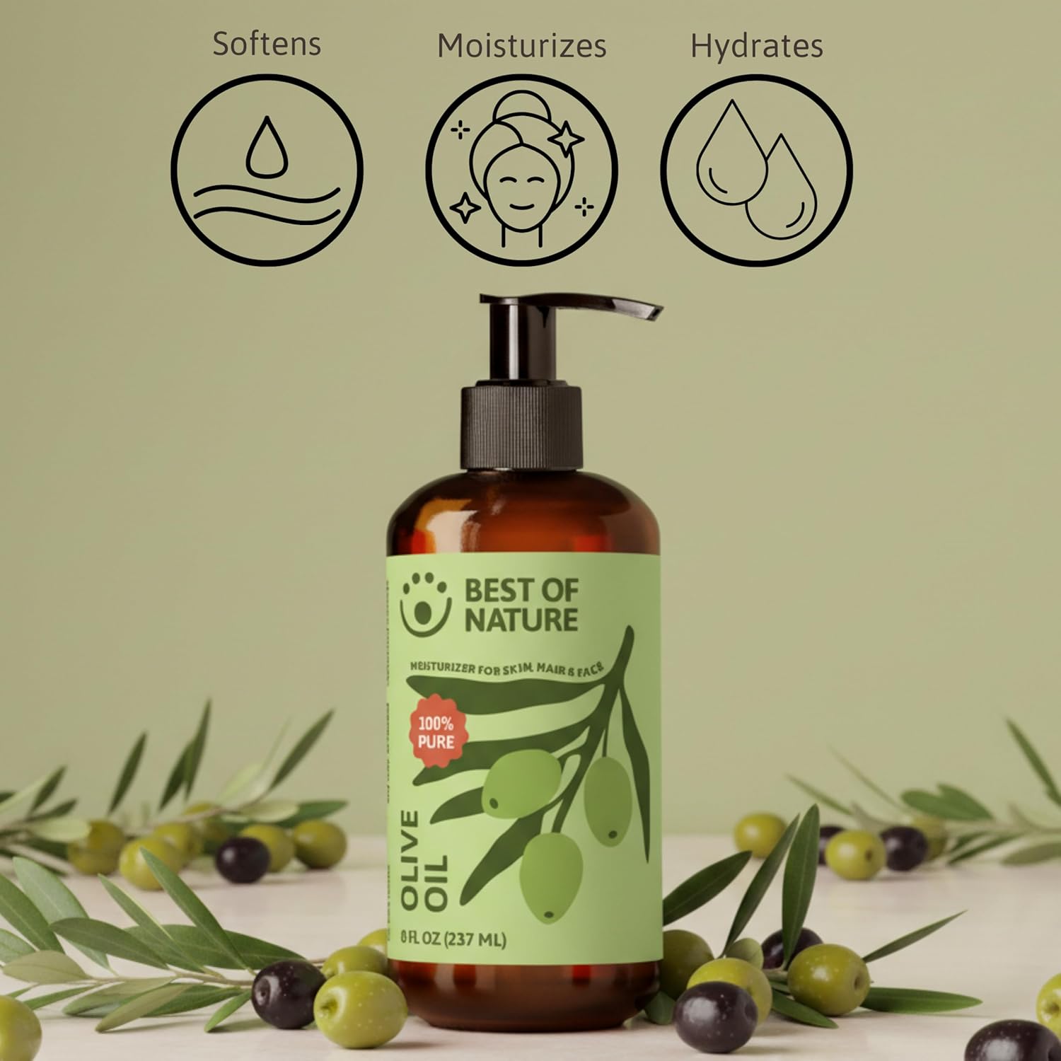 Best of Nature 100% Pure Olive Massage & Body Oil – Cold Pressed, Natural & Unscented Moisturizer for Skin, Hair & Bath, 1 Gallon (128 fl oz) - Image 8