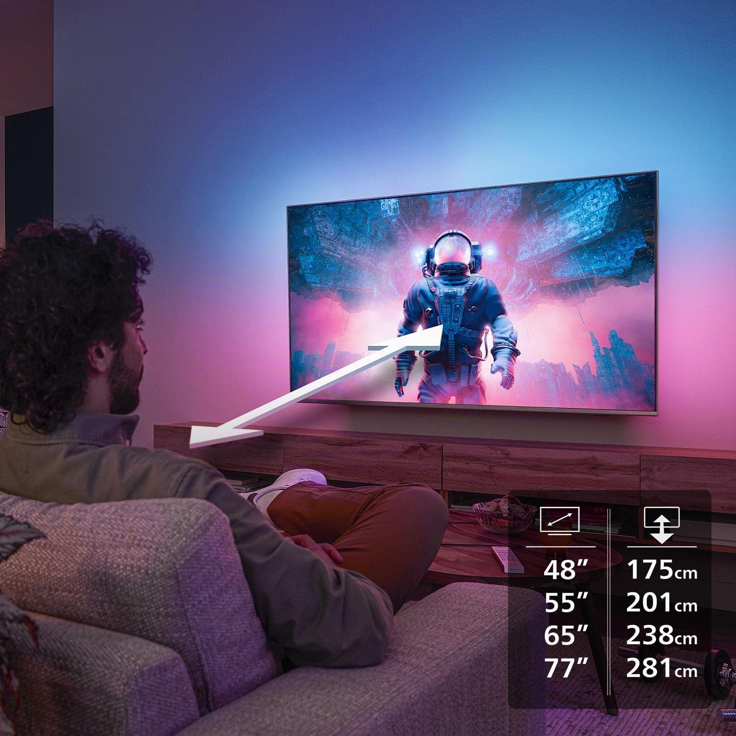 Philips Ambilight 77OLED770 4K OLED Smart TV - Display 77’’ con processore P5 AI Perfect Picture Ultra HD, Titan OS, Dolby Vision e Atmos Sound - Funziona con Alexa e Google