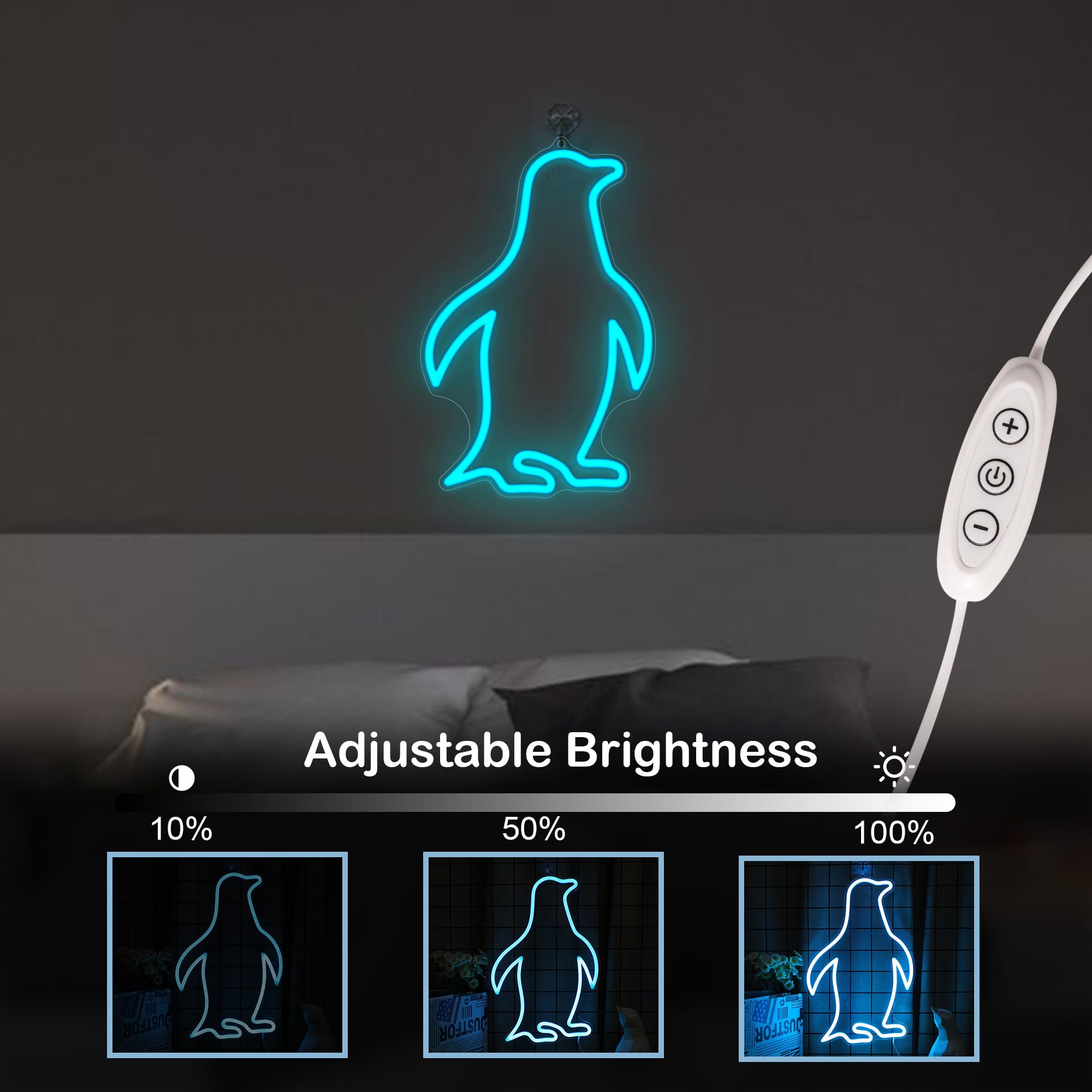 ペンギンズバー　ネオン　ライト CoolGift Mart Penguin Neon Sign, Penguin Lamp Wall Decor, Dimmable