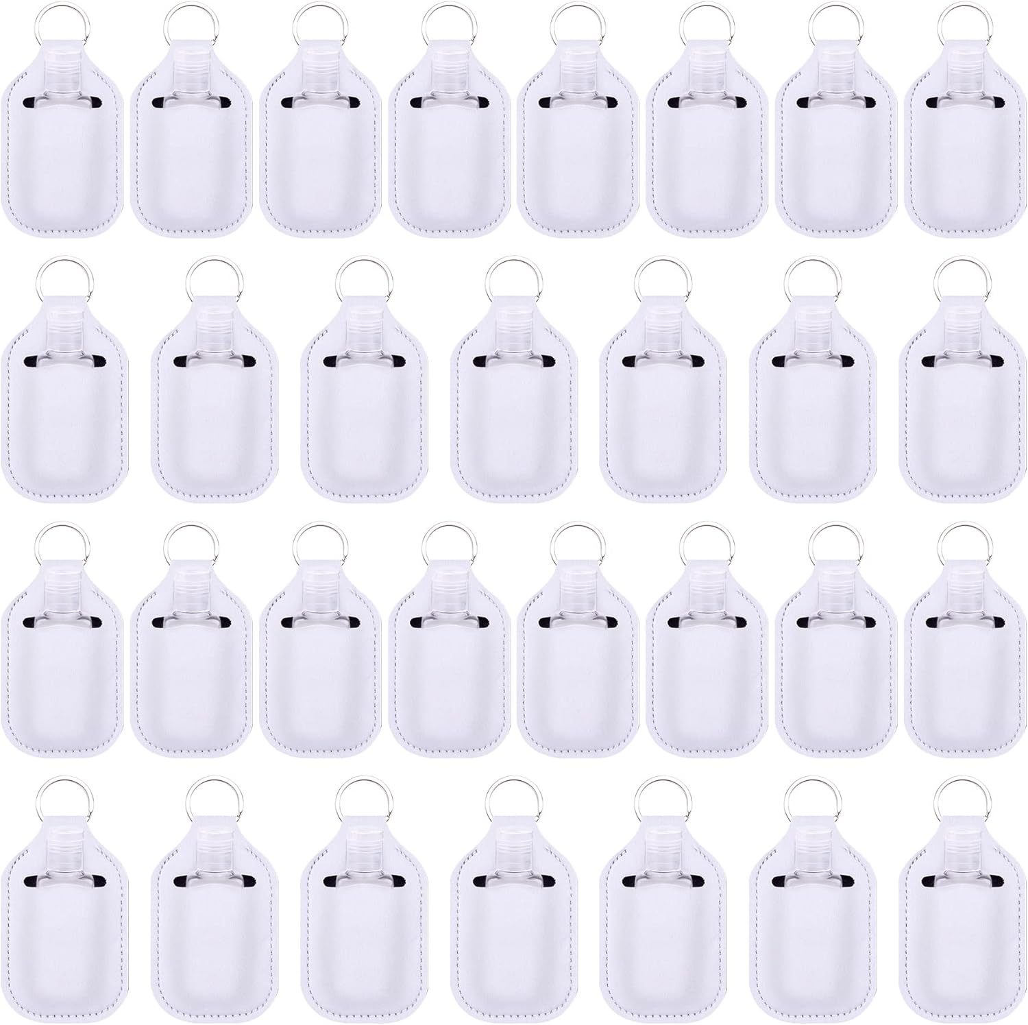 Duufin 60 Pieces Empty Travel Size Hand Sanitizer Bottles with Keychain Set Including 30 Pieces Clear Refillable Bottles and 30 Pieces Hand Sanitizer Holder Keychain for Backpack and Purse