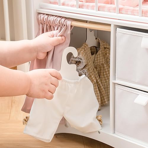 Miniatura 6 de ROBUD Cuna de muñeca de bebé, cama de madera para muñecas con almacenamiento y ropa de cama, cuna de bebé de juguete para niños, camas de muñeca de