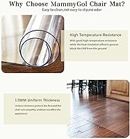 Vista 4 de Tapete para silla para suelos de madera dura, protector de suelo resistente, fácil de limpiar (47 x 47 pulgadas)