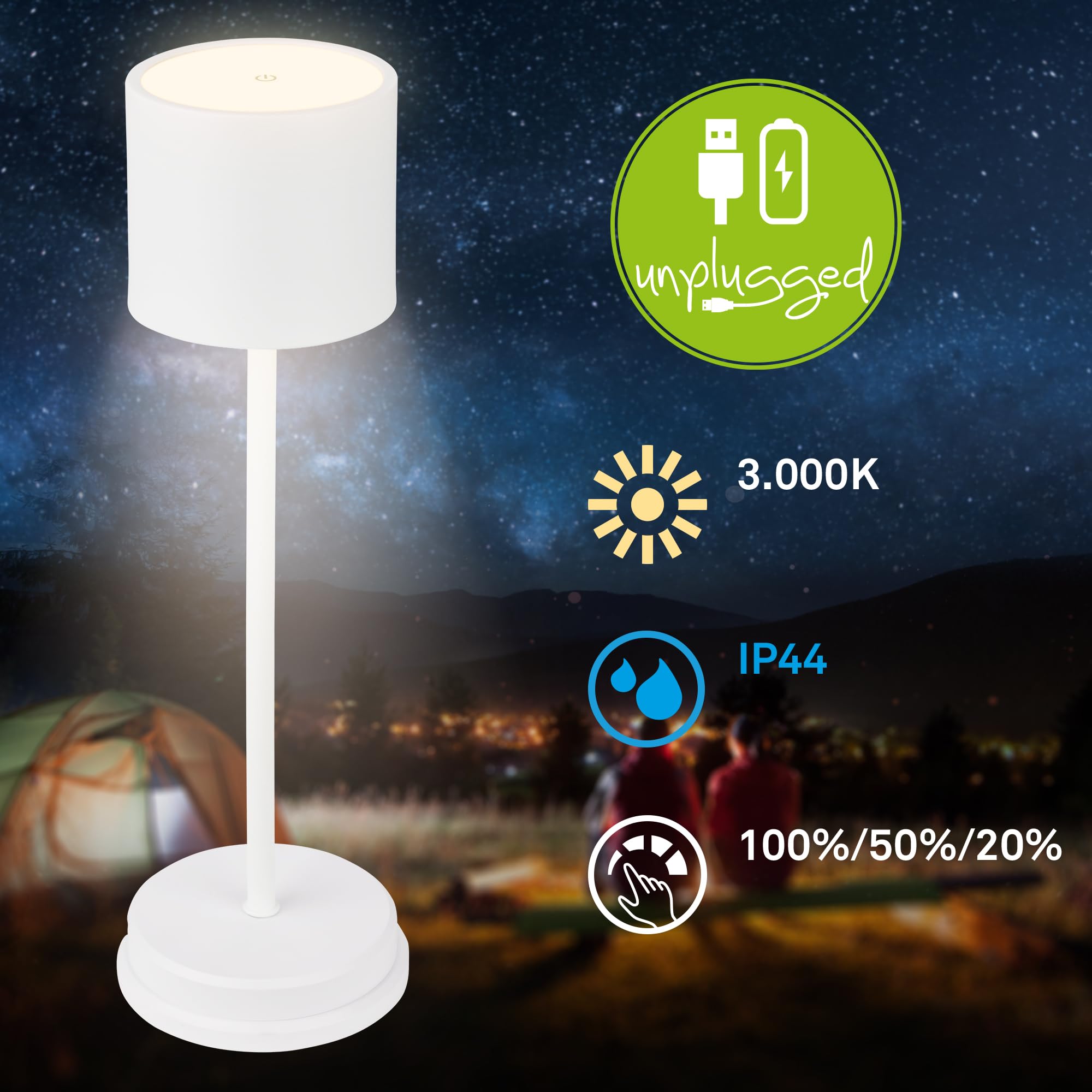 BRILONER - Bezprzewodowa lampa stołowa LED, IP44, ze stacją ładującą, ściemniana stopniowo, akumulator i źródło światła, wymienna lampka nocna, lampa dekoracyjna, lampa LED, lampa stołowa, do salonu,