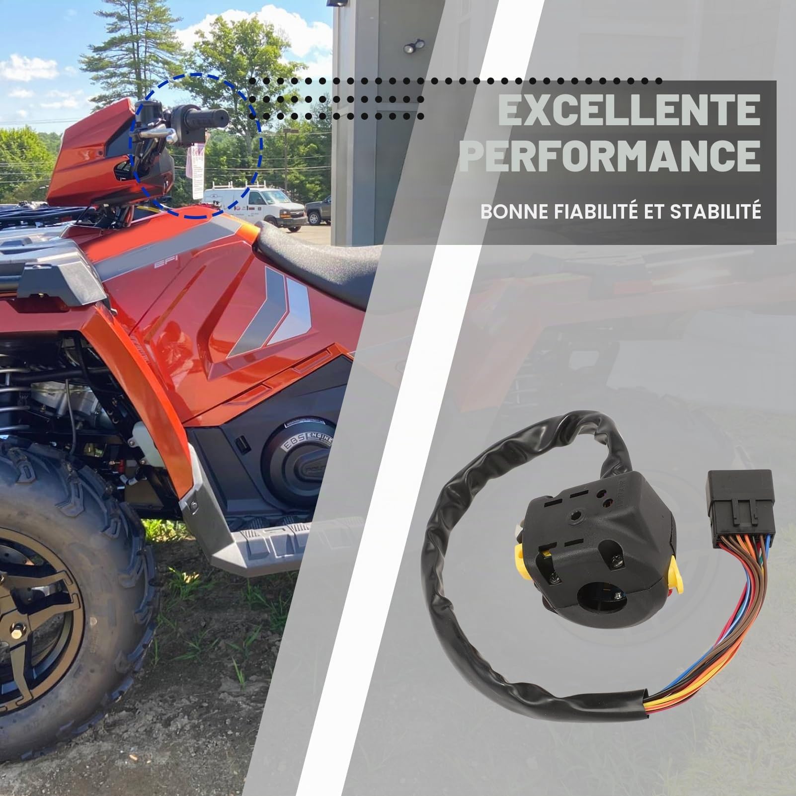 Commodo interrupteur phare guidon gauche 4013074 pour Polaris Scrambler 500 850 1000 Trail Blazer 330 Sportsman 500 550 570 850 Interrupteur au guidon 4012435