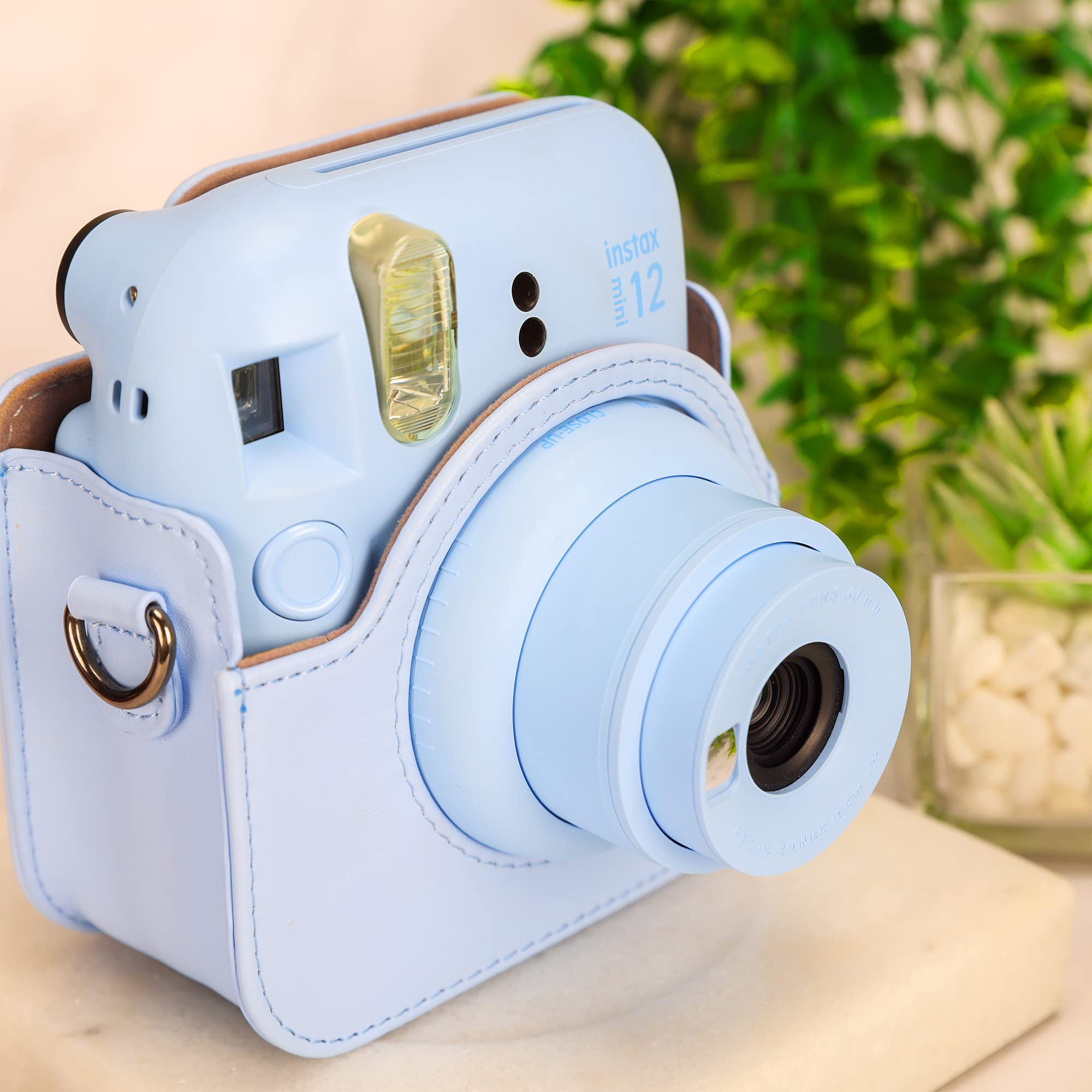 Custodia per fotocamera e album fotografico a 64 tasche, compatibile con Fujifilm Instax Mini 12, in pelle PU, portatile, mini 12, con tracolla regolabile e album fotografico, blu, PICCOLO
